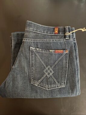 7 For All Mankind Dojo Flare Jeans Womens 30 Blue Medium Wash Wide Leg NWT Made